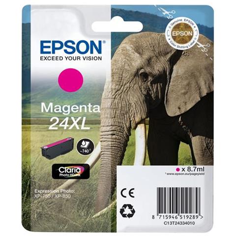 Originale T2433 Magenta C13t24334012 Xp750 Xp850 Xp860 Xp950 Xp55 24xl C13t24334010 740 Pagine 8.7ml - Foto 1