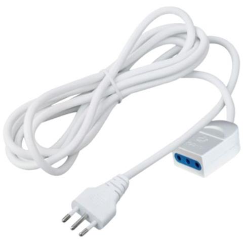 Cavo Prolunga Spina E Presa 10a 2p+t Standard Italiano Colore Bianco 5 Metri - Sku 8730 - Foto 2