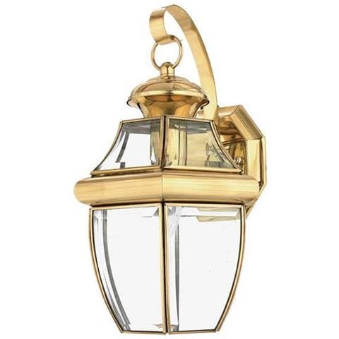 Lanterna Da Parete 1 Luce Da Esterno Medio Ottone Lucido Ip44, E27 - Foto 1