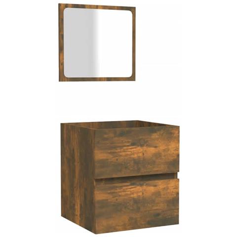 Mobile Da Bagno Con Specchio Rovere Fumo In Legno Multistrato - Foto 1