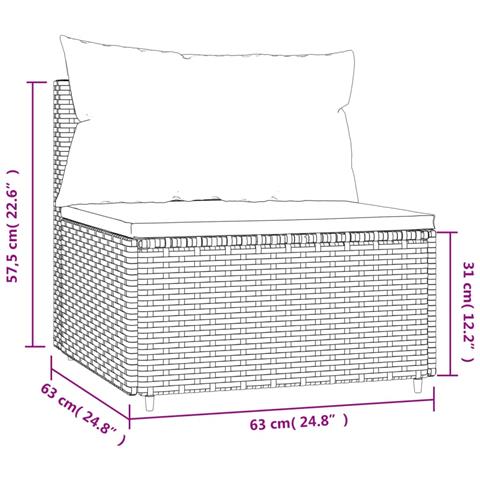 Divano Centrale Da Giardino Con Cuscini In Polyrattan Nero - Foto 2