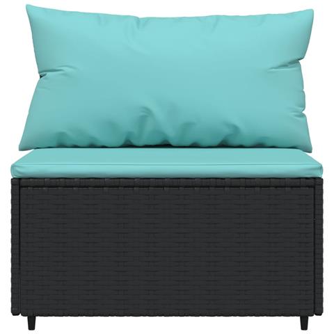 Divano Centrale Da Giardino Con Cuscini In Polyrattan Nero - Foto 6