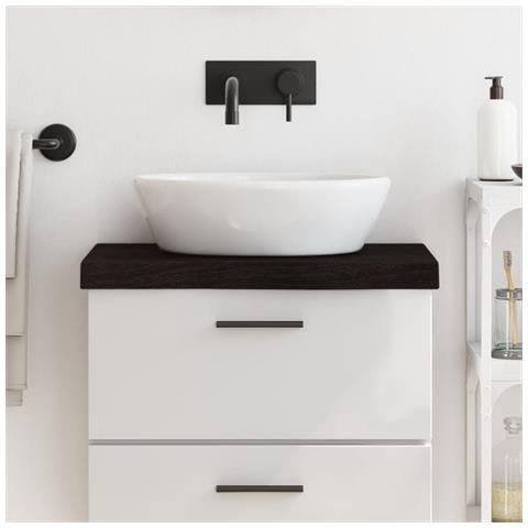 Piano Bagno Marrone Scuro 60x40x (2-6) cm Legno Massello Trattato - Foto 1