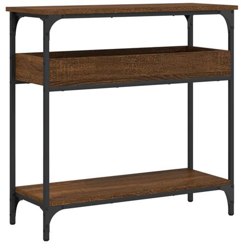 Tavolo Consolle Ripiano Rovere Marrone 75x29x75cm Multistrato - Foto 2