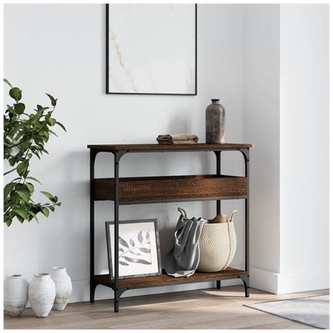 Tavolo Consolle Ripiano Rovere Marrone 75x29x75cm Multistrato - Foto 3