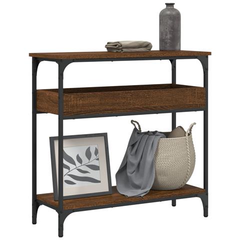 Tavolo Consolle Ripiano Rovere Marrone 75x29x75cm Multistrato - Foto 1