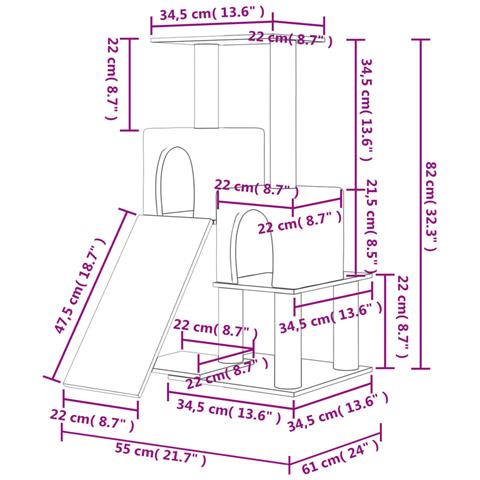 Albero Per Gatti Con Tiragraffi In Sisal Crema 82 Cm - Foto 6
