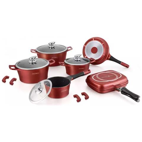 Set Di Pentole Padelle 15 Pz Professionale In Pietra Lavica Royalty Line Bergogna - Foto 1