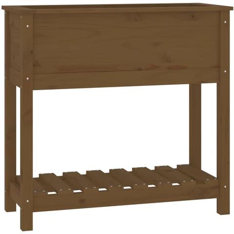 Fioriera Con Mensola Miele 82,5x34,5x81 Cm Legno Massello Pino - Foto 1