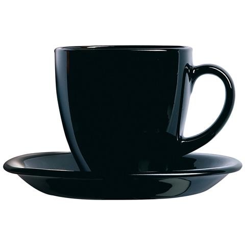 Set Di Tazze E Piatti Carine Nero Vetro 22 Cm (12 Pezzi) - Foto 1