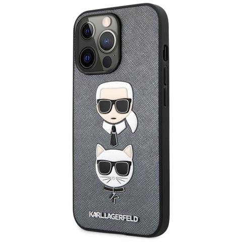 Cover Per Iphone 13 Pro Saffiano Karl & Choupette, Grigio - Foto 1