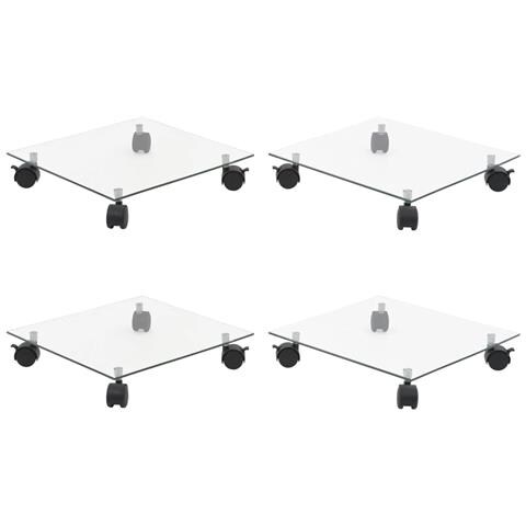 Carrelli Porta Piante 4 Pz 35x35 Cm Vetro Temperato Quadrati - Foto 1