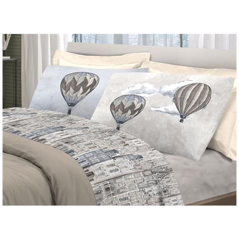 Completo Lenzuola Linea Pensieri Delicati 100% Cotone Disegno Volare Matrimoniale Beige - Foto 1