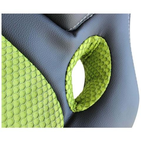Poltrona Da Ufficio E Gaming Ergonomica In Pelle Nera E Tessuto Verde Stark - Foto 8