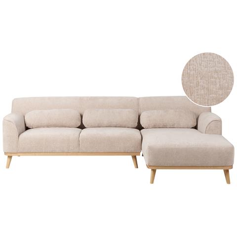 Divano Angolare Simos Ciniglia Beige 3 Posti Lato Sinistro - Foto 2
