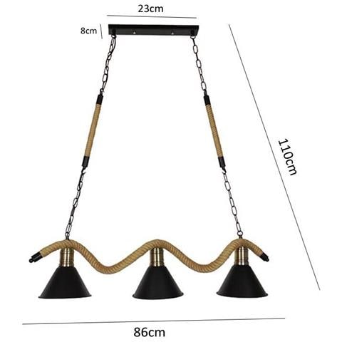 Lampadario Corda In Canapa Paralume Campana 3 Portalampada E27 Stile RetrÒ B24-3 - Foto 4