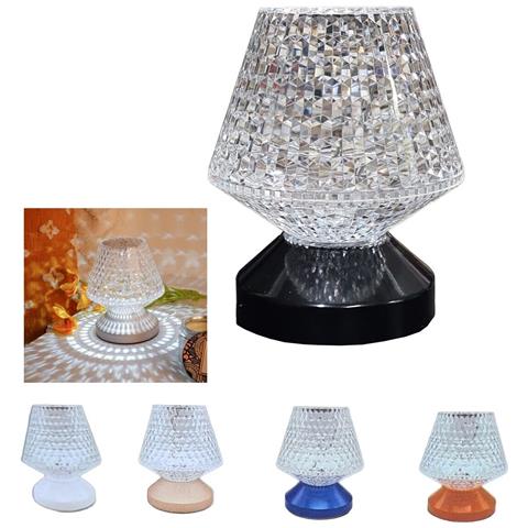 Lampada Tavolo Effetto Cristallo Ricaricabile Touch Usb Luce Rgb Led Telecomando - Foto 1