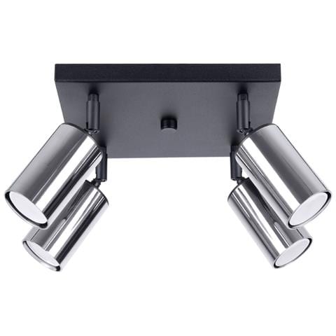 Lampada Da Soffitto Winx 4 Nero /cromo Sl. 1370 - Moderno Lampade Da Soffitto Nero /cromato 19x25x25 Cm - Foto 1