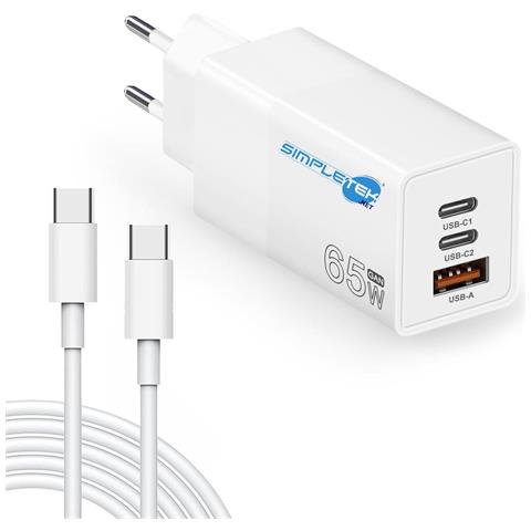Alimentatore Gan 65w Quick Charge 2 X Usb-c Type-c + Usb Pc 20v 15v 12v 9v 5v - Foto 1