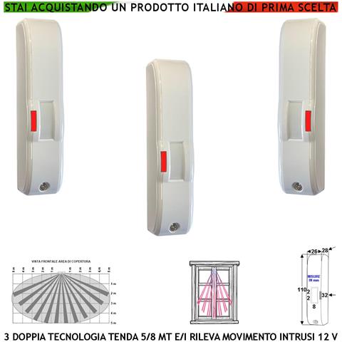 Doppia Tecnologia Tenda 3 Pezzi Infrarosso E Microonda Gatewatch Portata 5 Mt Sensori Movimento Ladri Rampa Scala Cope - Foto 1