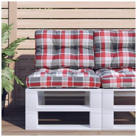 Cuscino Per Pallet A Quadri Rossi 60x40x12 Cm In Tessuto - Foto 1