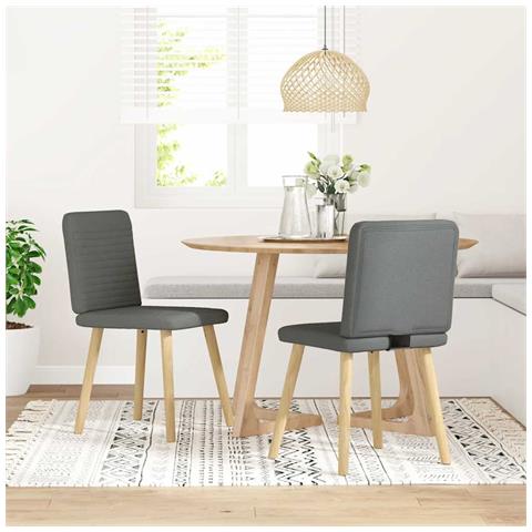 Sedie Da Pranzo 2 Pz Grigio Scuro In Tessuto - Foto 2