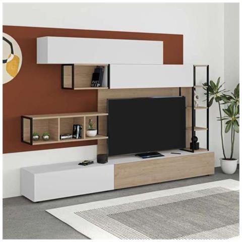 Parete Attrezzata Tronador 260 Cm. Bianco E Rovere - Foto 1