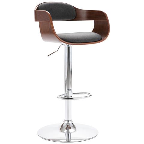 Sgabello Da Bar In Compensato E Tessuto Grigio - Foto 2