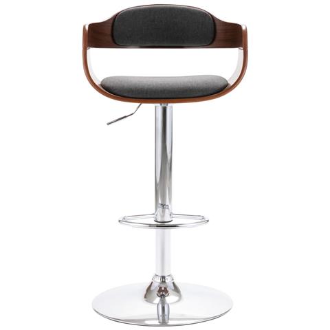 Sgabello Da Bar In Compensato E Tessuto Grigio - Foto 1