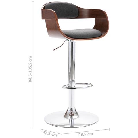 Sgabello Da Bar In Compensato E Tessuto Grigio - Foto 7