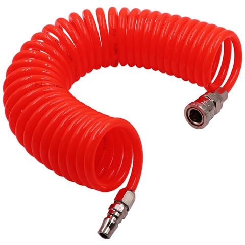 Tubo A Molla Pneumatico 5x8 Con Raccordi, 9 Metri, Compatibile Con Pistole Aria Compressa Ar10, Ar12 E Pistole Soffiatore In Plastica, Colore Rosso Modello 2 - Foto 1