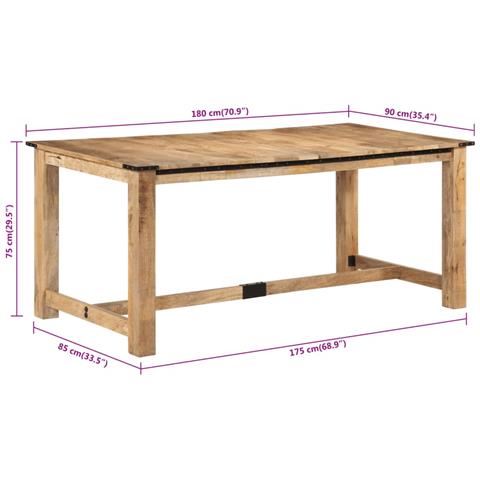 Lusso Casadino -  Tavolo Da Pranzo 180x90x75 Cm In Legno Massello Di Mango - Foto 8