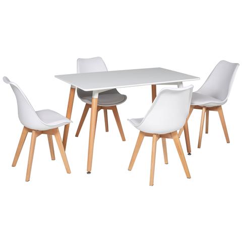 Tavolo Rettangolare Pia 120cm E 4 Sedie Nora Bianche - Foto 1