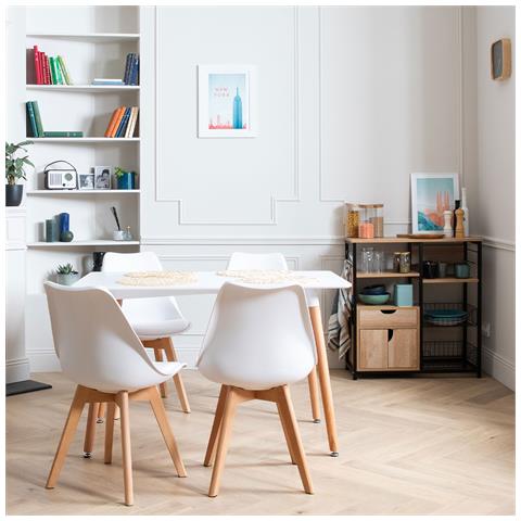 Tavolo Rettangolare Pia 120cm E 4 Sedie Nora Bianche - Foto 5