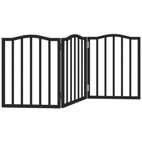 Cancello per Cani Pieghevole 3 Pannelli Nero 150cm Legno Pioppo - Foto 1