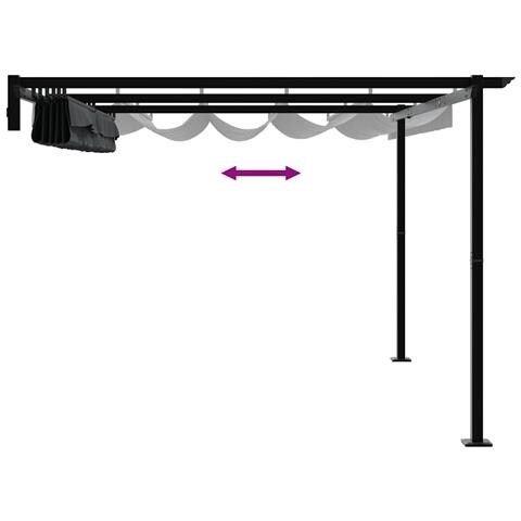 Gazebo a Muro Antracite Acciaio - Foto 9