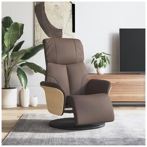 Poltrona Reclinabile con Poggiapiedi Marrone in Similpelle - Foto 2