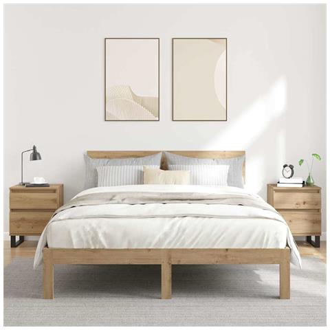 Comodini 2pz Rovere Artigianale 40x35x50 cm Legno Multistrato - Foto 2