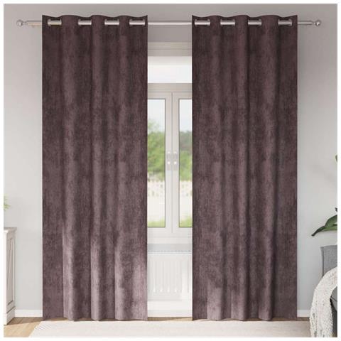 Tenda con tende 2 pcs Marrone 260 x 140 cm Velluto - Foto 2