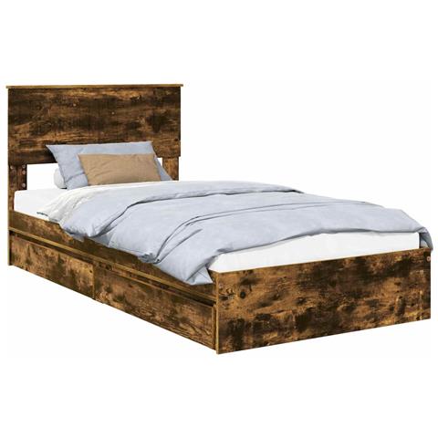 Letto con Contenitore con testiera Rovere fumé 100 x 200 cm - Foto 1