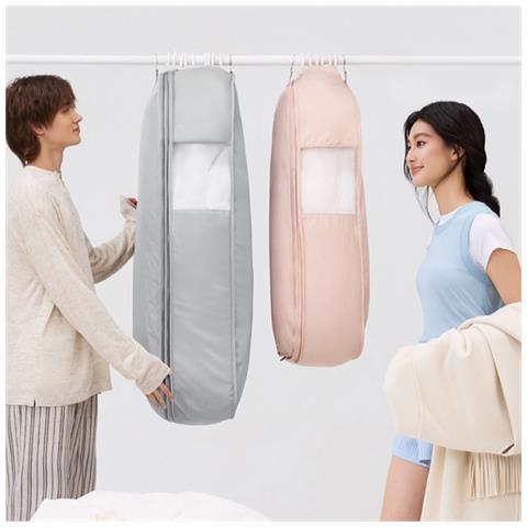 Custodia Antipolvere In Raso Per Abiti, Porta Abiti Appeso Per Cappotti Lunghi E Vestiti Beige Extra Large - Foto 5