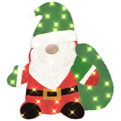 Babbo Natale Illuminato Bianco caldo 62 x 70 cm Tessuto di Lamè - Foto 1