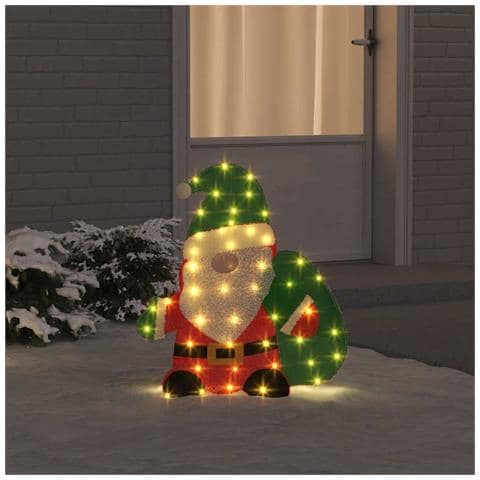 Babbo Natale Illuminato Bianco caldo 62 x 70 cm Tessuto di Lamè - Foto 2