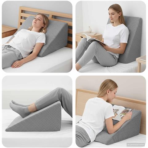 Cuscino per Gambe Grigio 60 x 50 x 30 cm Schiuma Memory - Foto 2