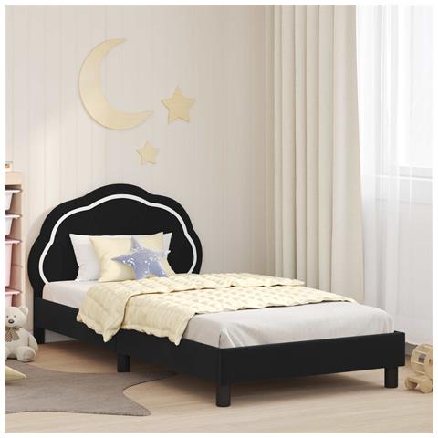 Struttura letto bambini con testata Nero 80 x 200 cm Velluto - Foto 2