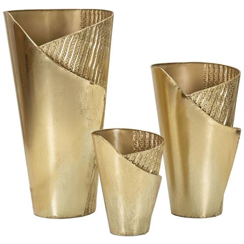 Set 3 Portavasi Flosty Oro In Ferro Dalle Forme Decorative - Foto 1
