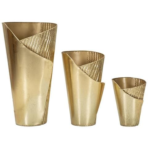 Set 3 Portavasi Flosty Oro In Ferro Dalle Forme Decorative - Foto 2
