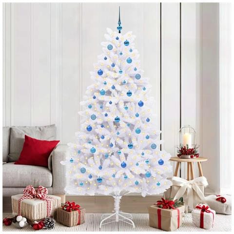 Albero di Natale Artificiale con Rami Pieghevoli Bianco 210 cm - Foto 2
