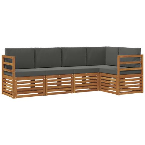 Set divani 5 pcs Naturale e Antracite Legno di Acacia Massello - Foto 1