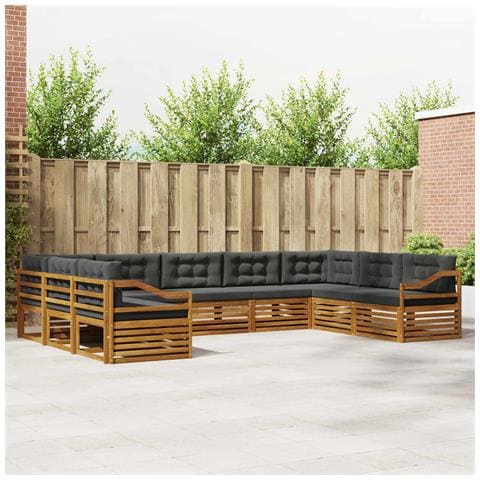 Set di divani da esterno con cuscino 9 pcs Naturale e Antracite - Foto 2